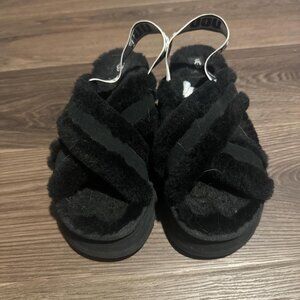 Black Fuzzy Ugg Slippers